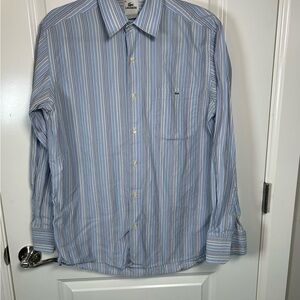 Lacoste Blue Multi Striped Men's Regular Fit Striped Oxford Shirt Size Medium/40
